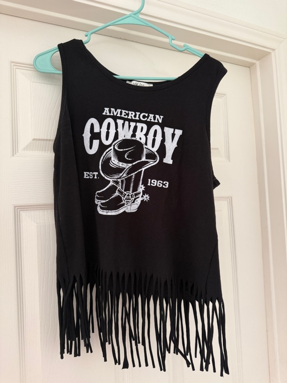 American Cowboy Black Fringe Tank Top